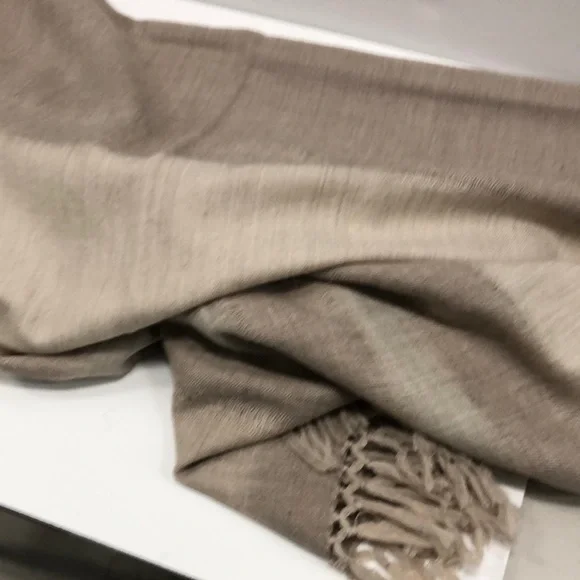 Beige and Brown Fringed Throw